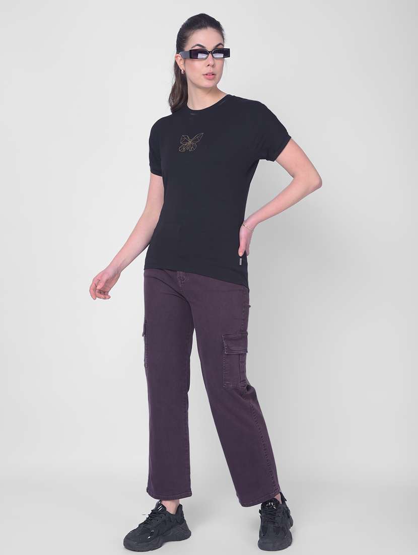 black cotton printed t-shirt - 20946351 -  Standard Image - 4