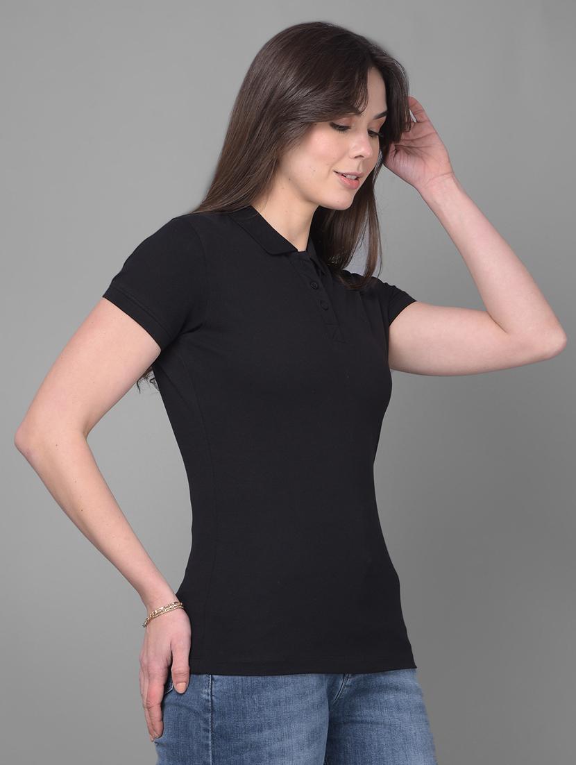 women solid cotton polo t-shirt - 20946355 -  Standard Image - 1