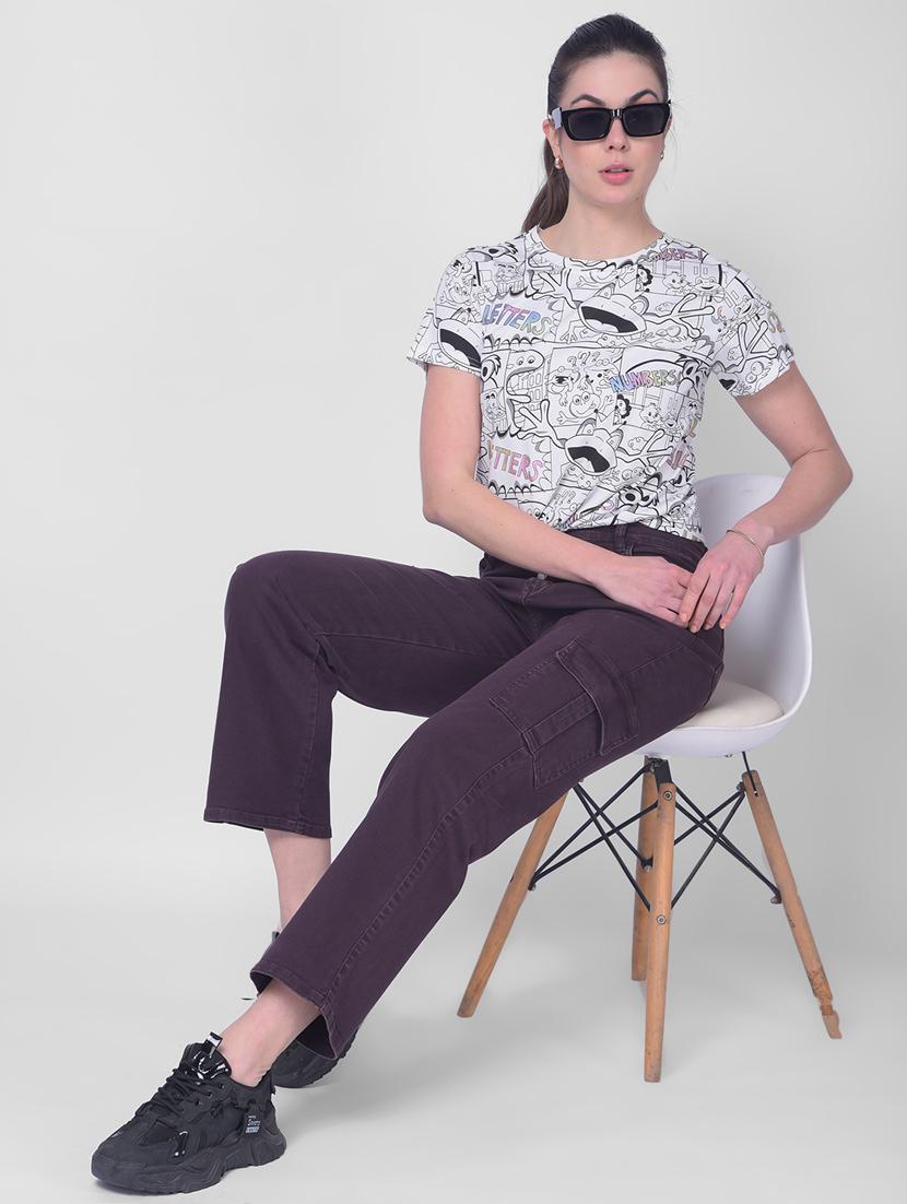 women white quirky printed regular top - 20946358 - Standard Image - 4
