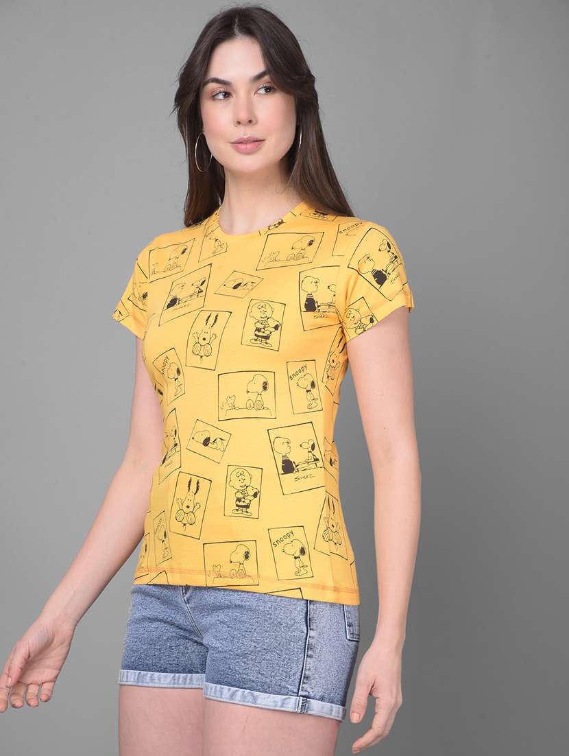 yellow cotton printed t-shirt