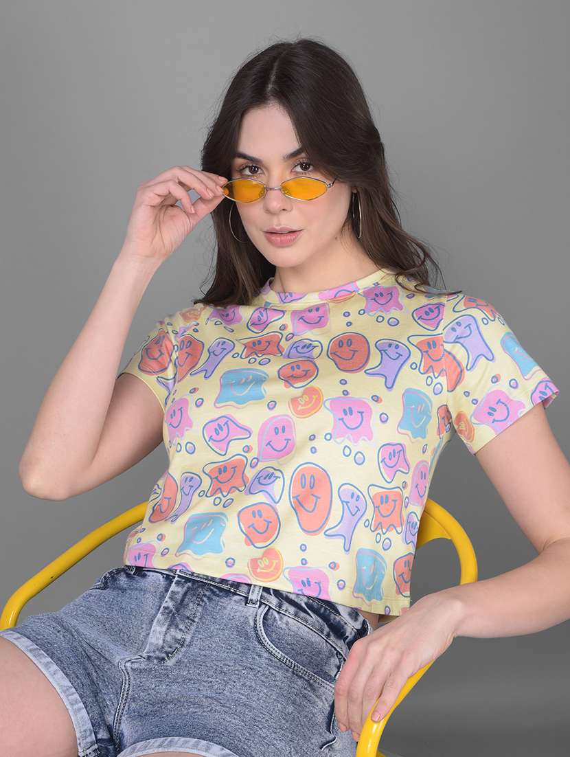Women Printed Cotton Crop T-shirt - 20946372 -  Standard Image - 1