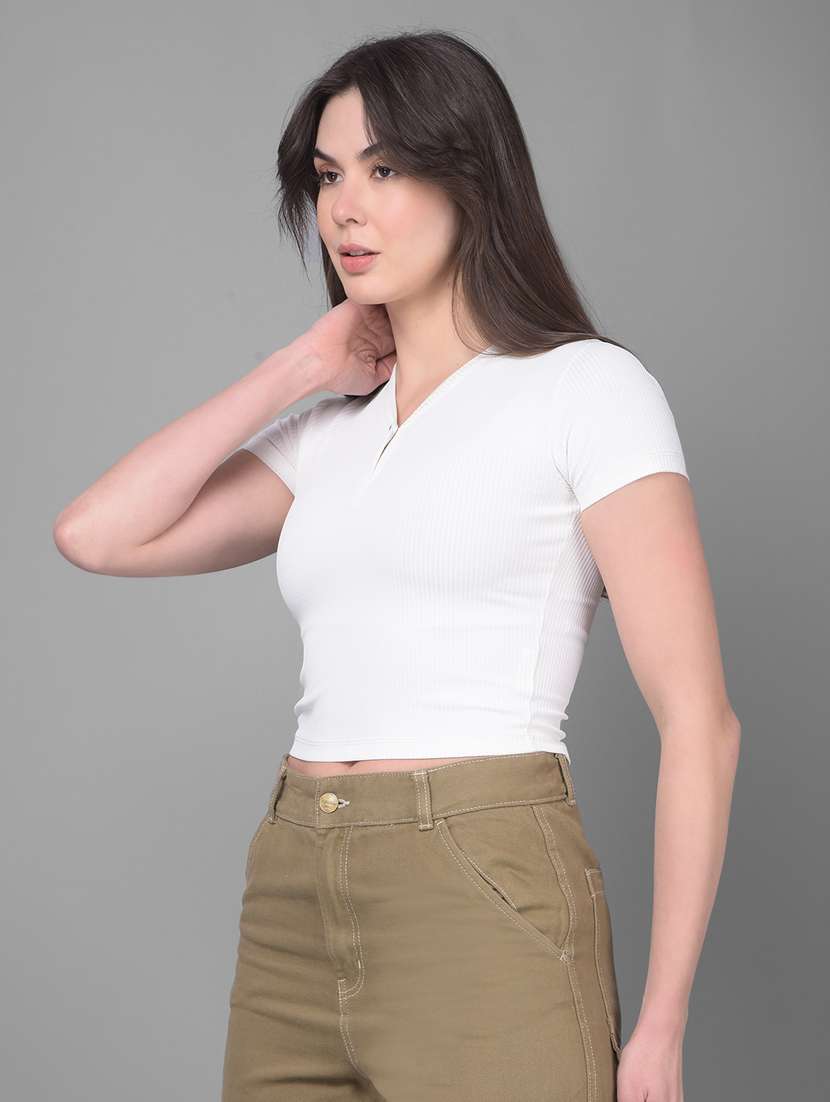 white cotton crop tshirt