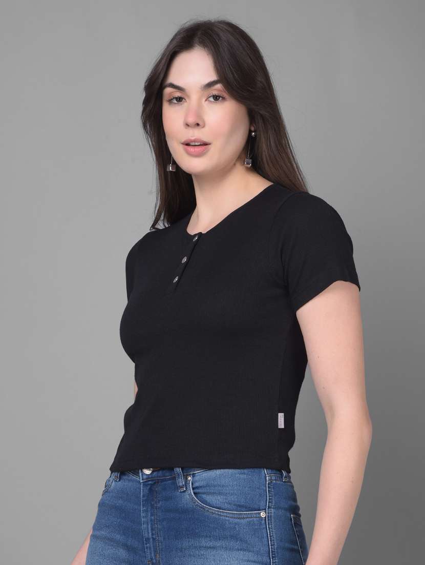 black cotton crop tshirt