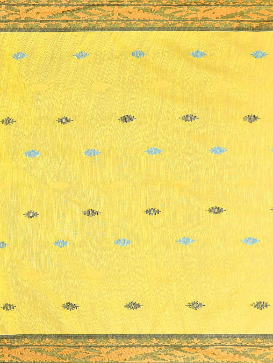 yellow self design handloom saree - 20946422 - Standard Image - 4