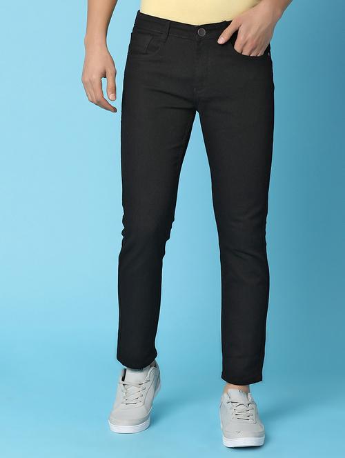 men solid black slim fit denim jeans - 20946510 -  Standard Image - 0
