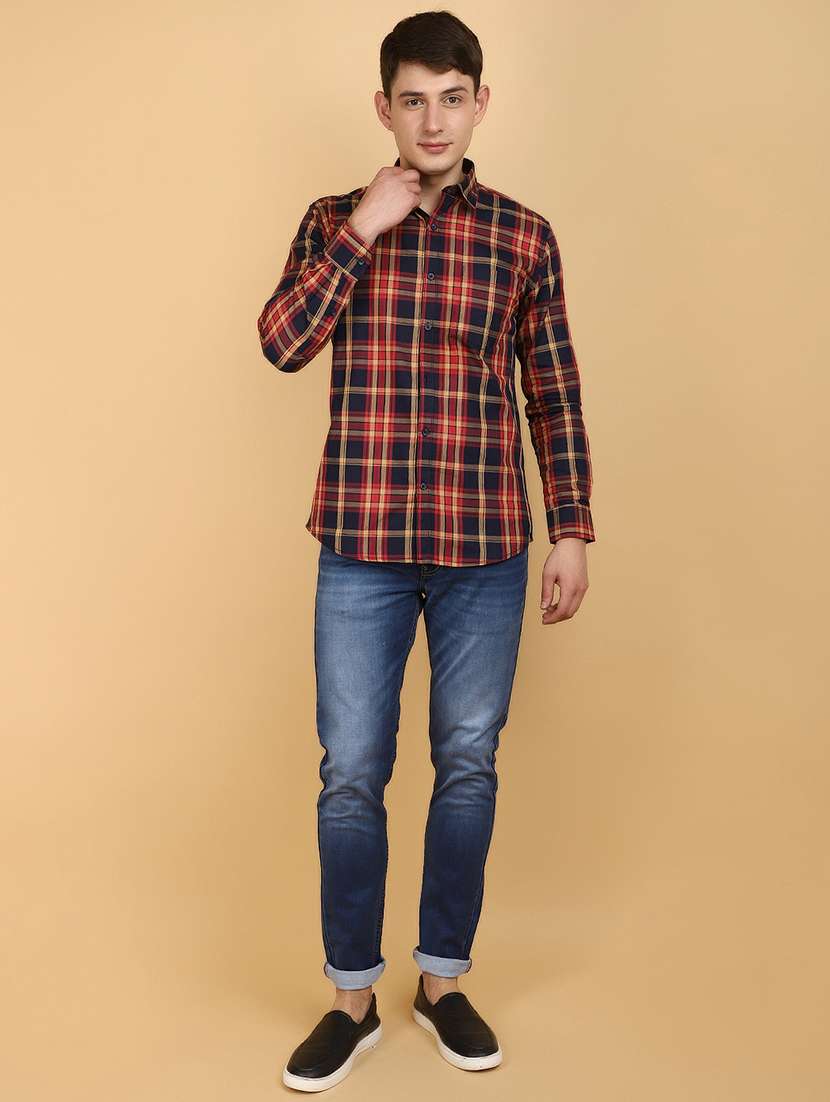 men checkered cotton casual shirt - 20946518 -  Standard Image - 4
