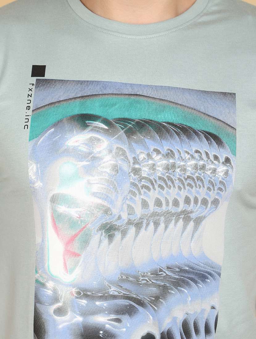 men round neck front printed t-shirt - 20946521 -  Standard Image - 4