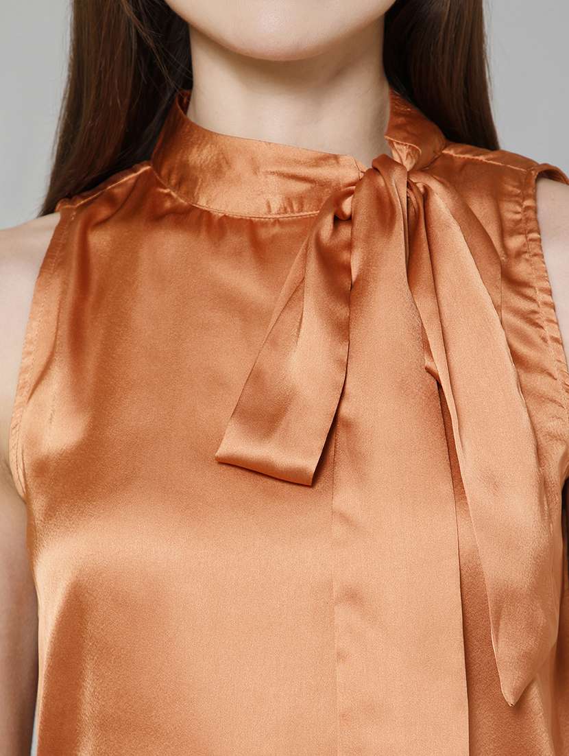 women rust solid sleeveless regular top - 20947217 -  Standard Image - 6