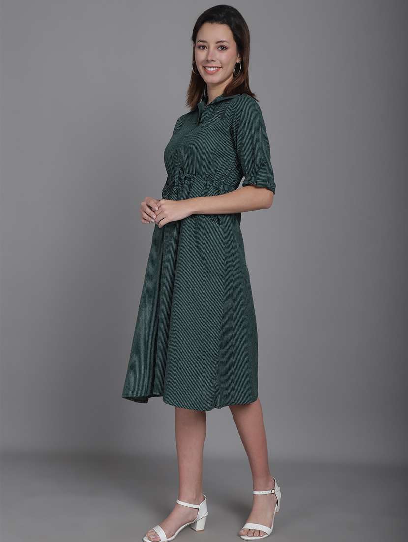green striped detailed midi dress - 20947294 -  Standard Image - 1