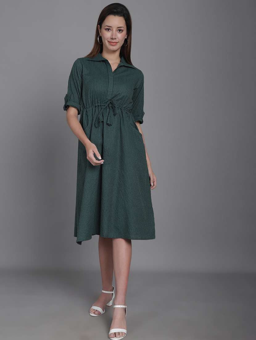 green striped detailed midi dress - 20947294 -  Standard Image - 4