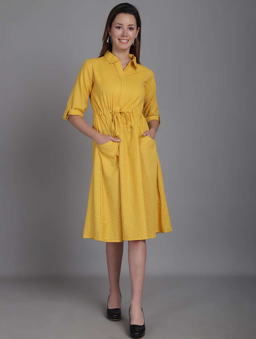 women short sleeve stripes a-line dress