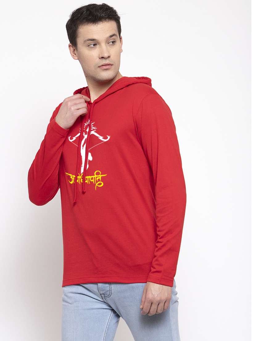 red cotton chest print sweatshirt - 20947307 - Standard Image - 1