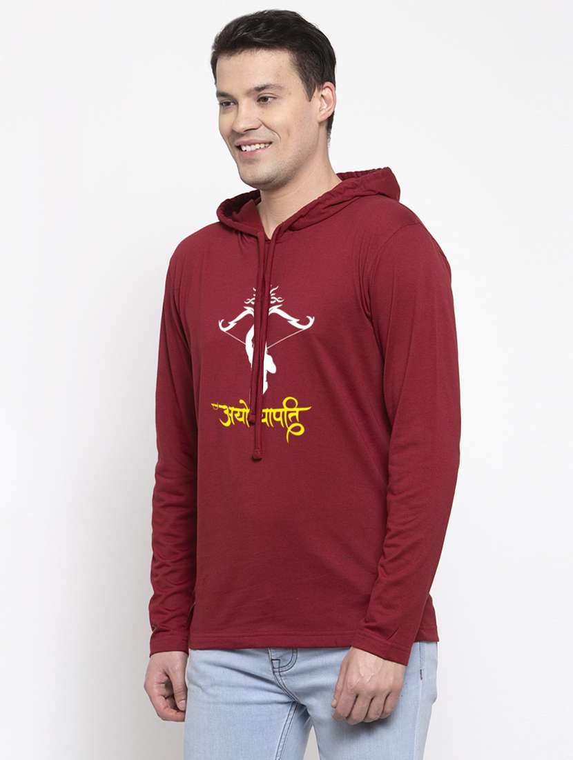 maroon cotton chest print sweatshirt - 20947309 -  Standard Image - 1