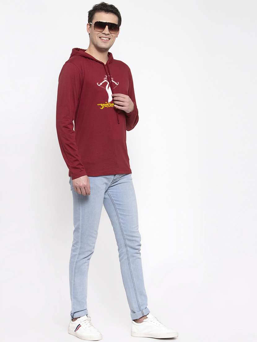 maroon cotton chest print sweatshirt - 20947309 -  Standard Image - 4