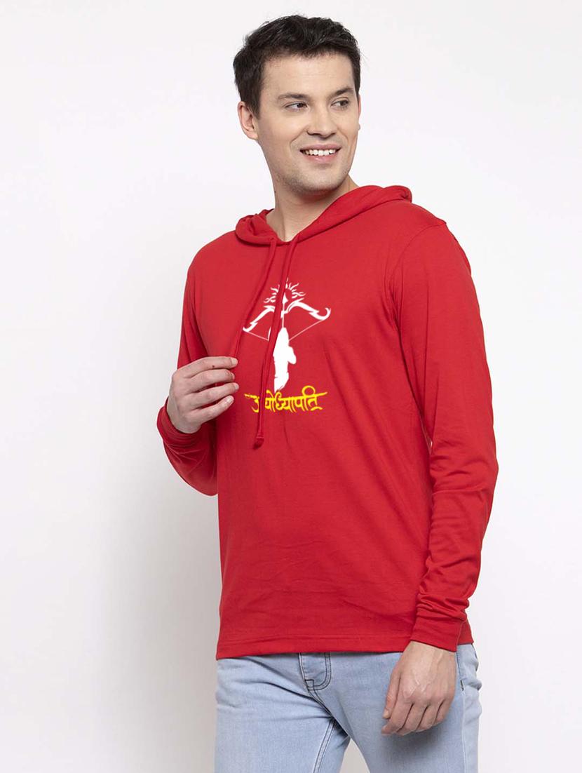 red cotton chest print sweatshirt - 20947313 - Standard Image - 1