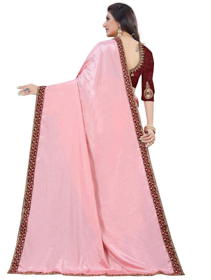women solid with bordered saree - 20947346 - Standard Image - 1