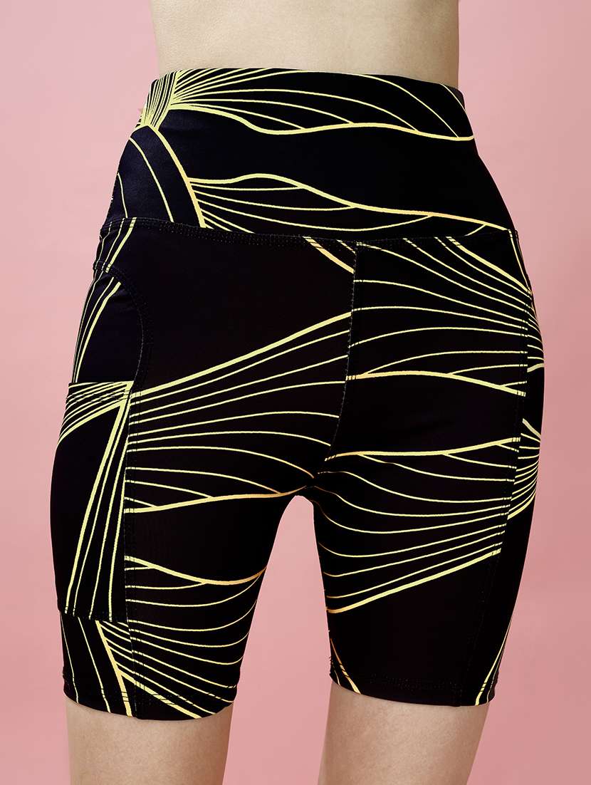 women printed high rise active wear short - 20947476 -  Standard Image - 1