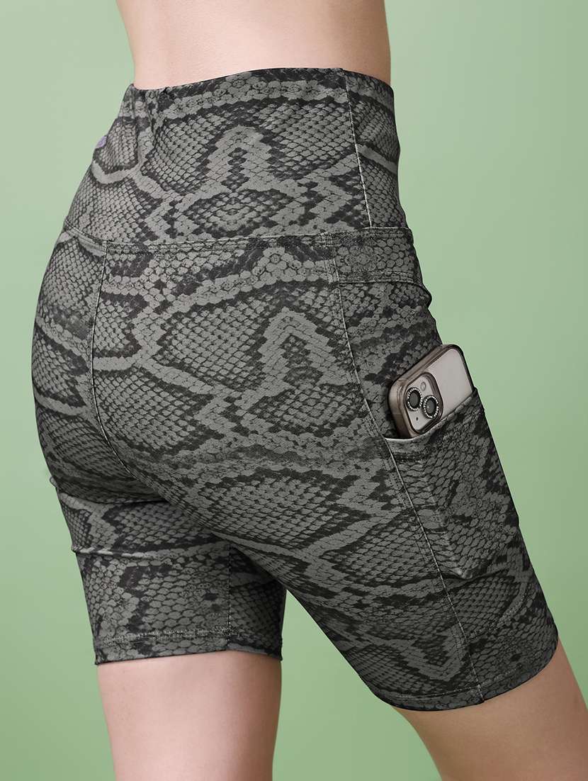 women printed high rise active wear short - 20947478 -  Standard Image - 1