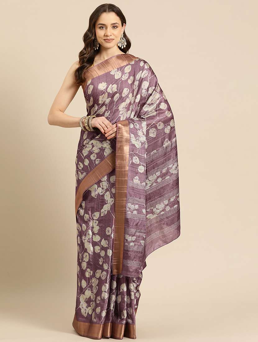 lavender printed saree with blouse