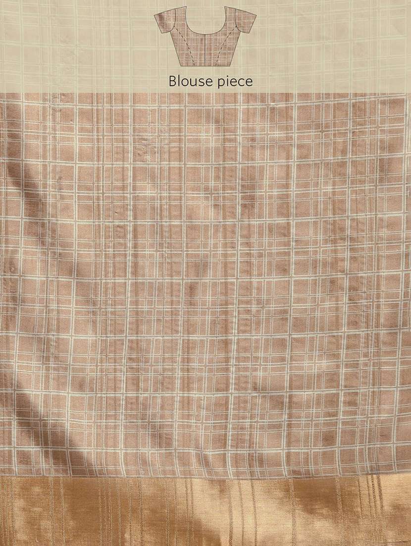 Brown Silk Printed Saree With Blouse - 20947836 -  Standard Image - 4