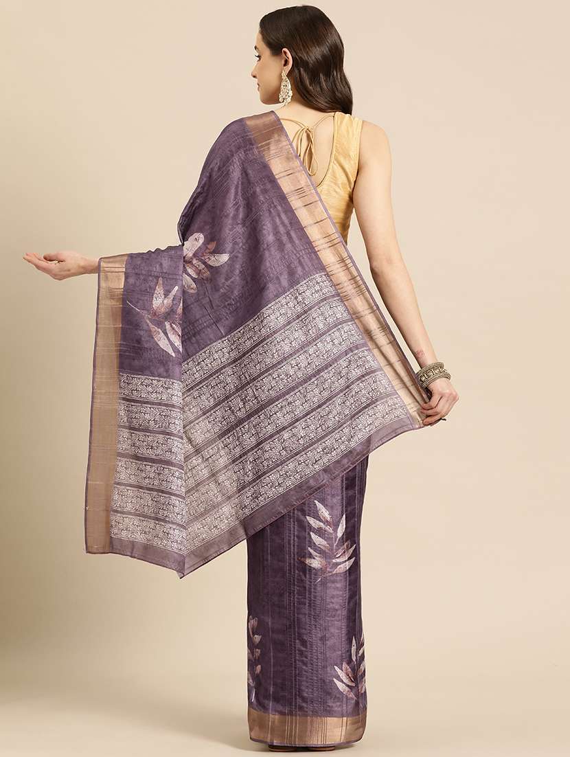 lavender silk printed saree - 20947847 - Standard Image - 1