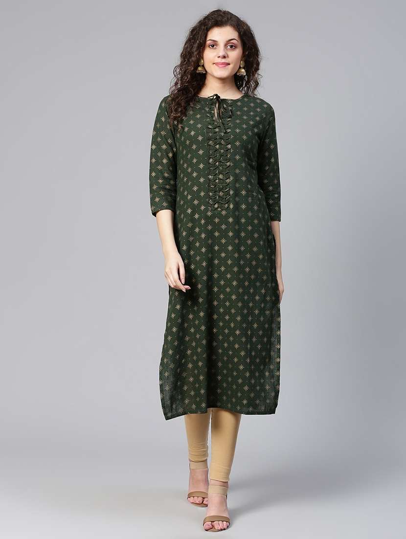 women three quarter sleeve straight kurta - 20947961 - Zoom Image - 0