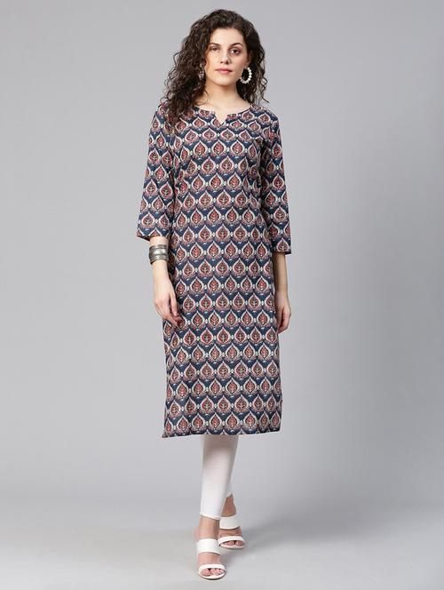 women three quarter sleeve straight kurta - 20947964 - Standard Image - 0