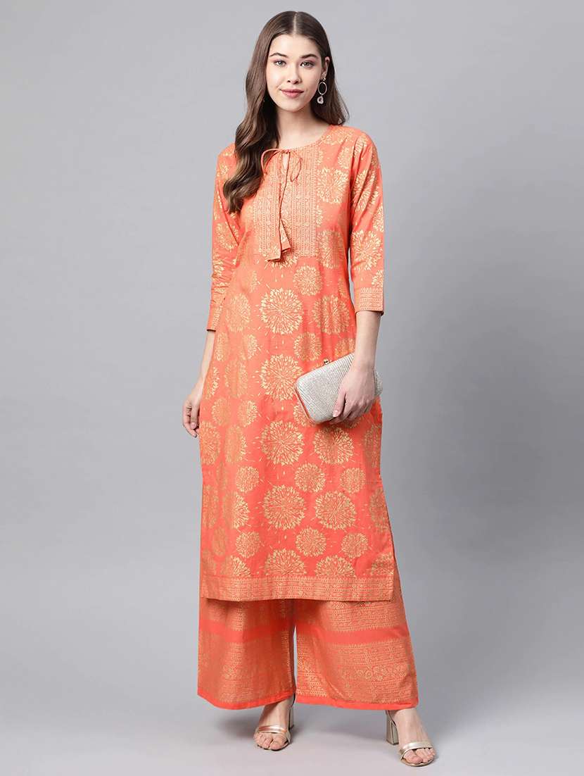 women three quarter sleeve straight kurta