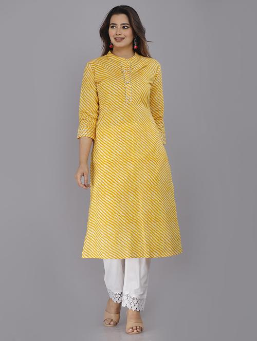 women yellow mandarin neck straight kurta - 20948145 - Standard Image - 0