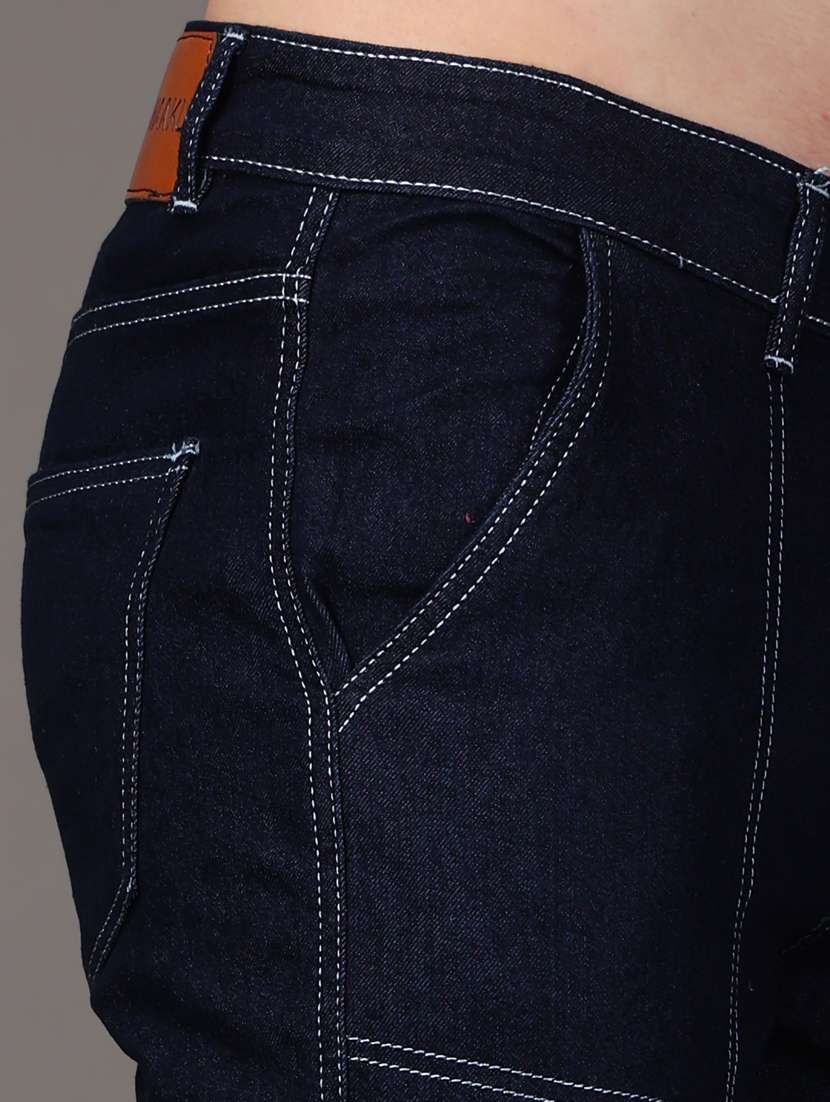 navy blue cotton blend cargo jeans - 20948274 -  Standard Image - 4