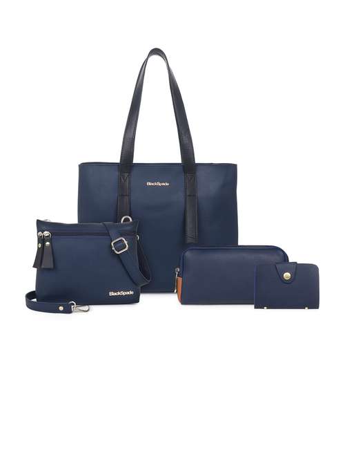  blue solid set of 3 leatherette (pu) regular tote - 20948278 -  Standard Image - 0