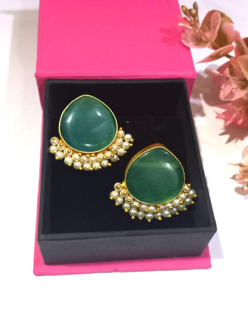 green alloy studs earrings - 20948292 - Standard Image - 1