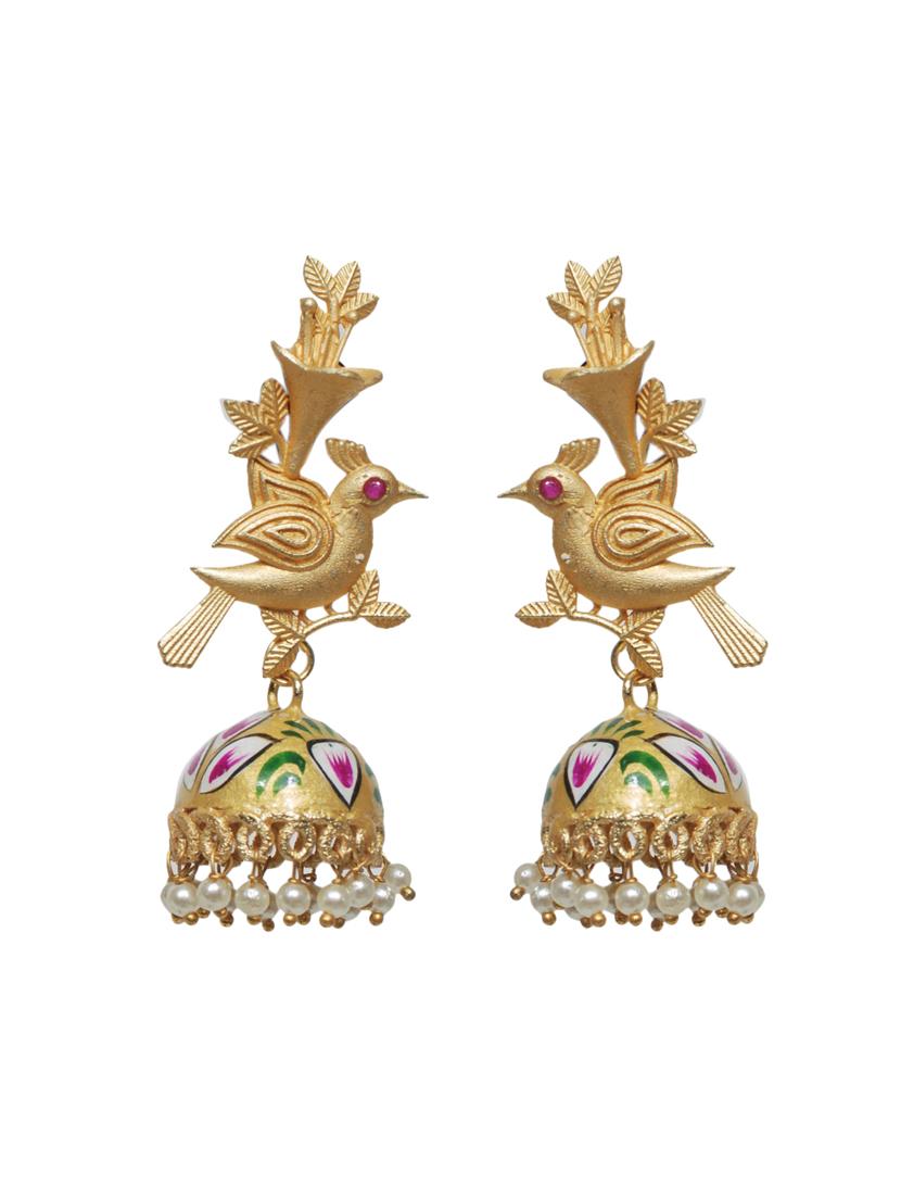 gold plated jhumka earrings - 20948300 -  Standard Image - 1