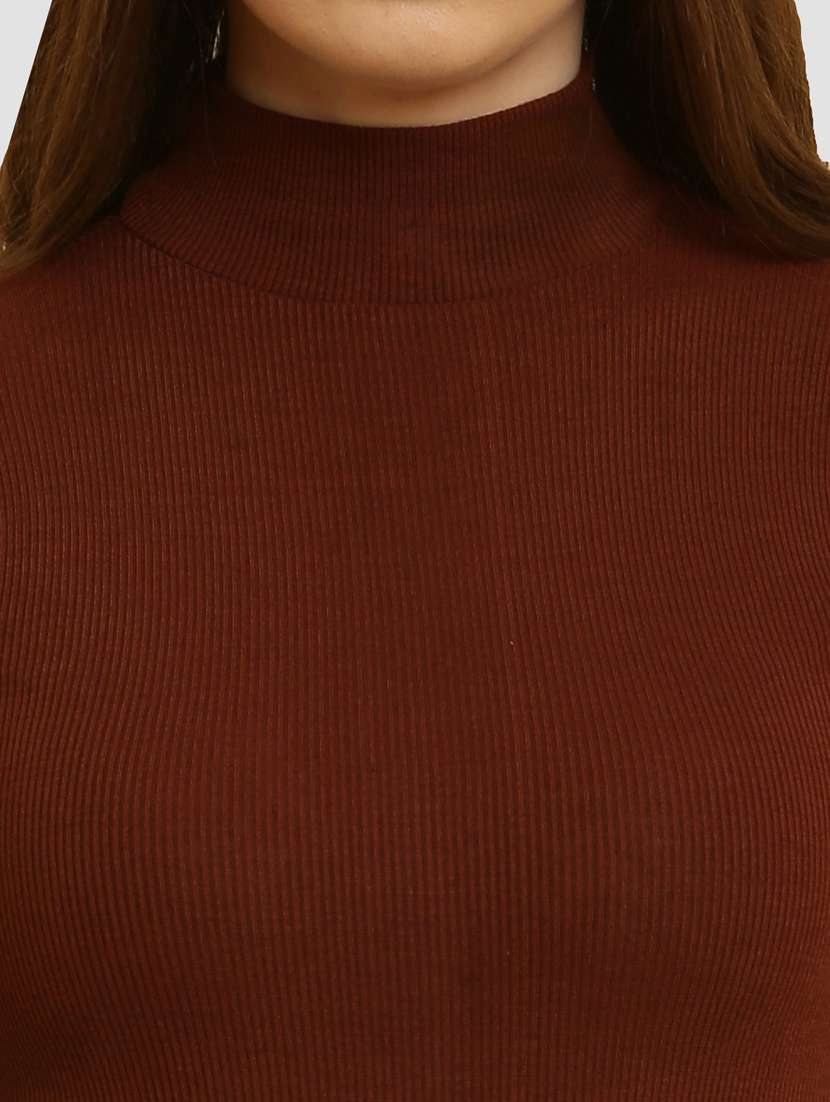 Brown Cotton Plain Top - 20948447 -  Standard Image - 6