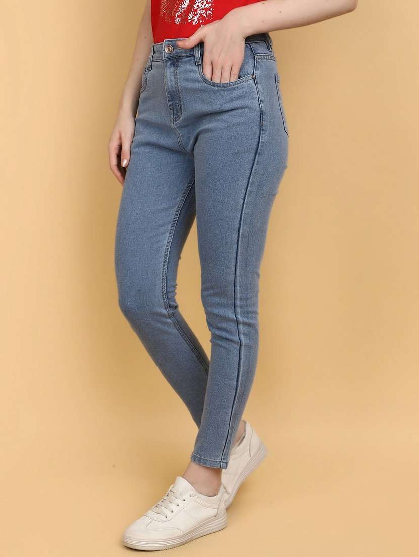 women solid light blue skinny fit jeans - 20948525 -  Standard Image - 1