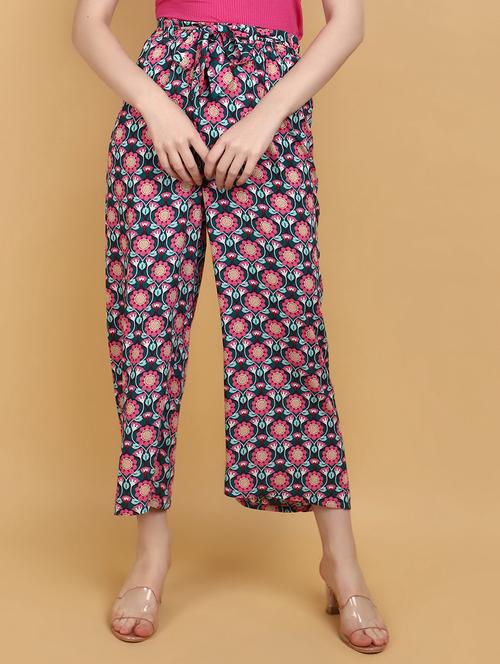 women printed flat front wide leg trouser - 20948541 - Standard Image - 0
