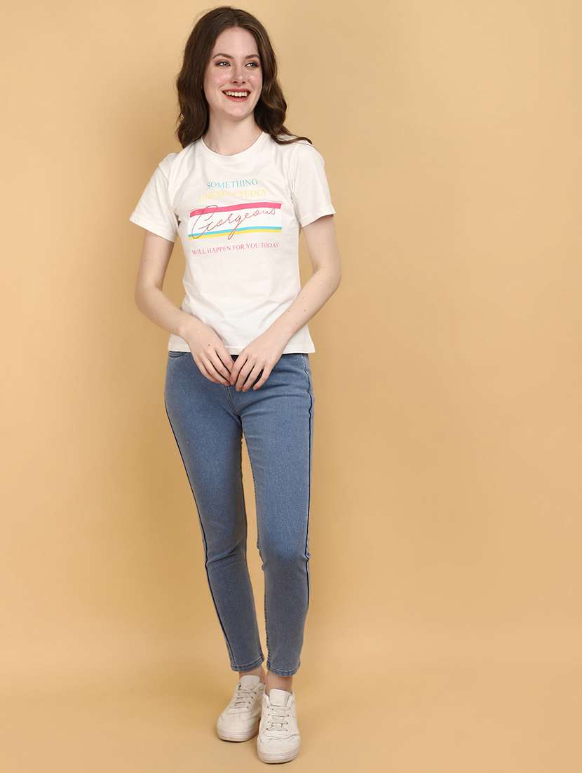 white cotton typographic print t-shirt - 20948549 -  Standard Image - 4