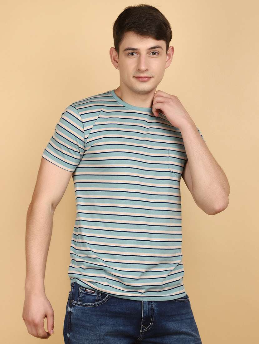 men round neck striped t-shirt