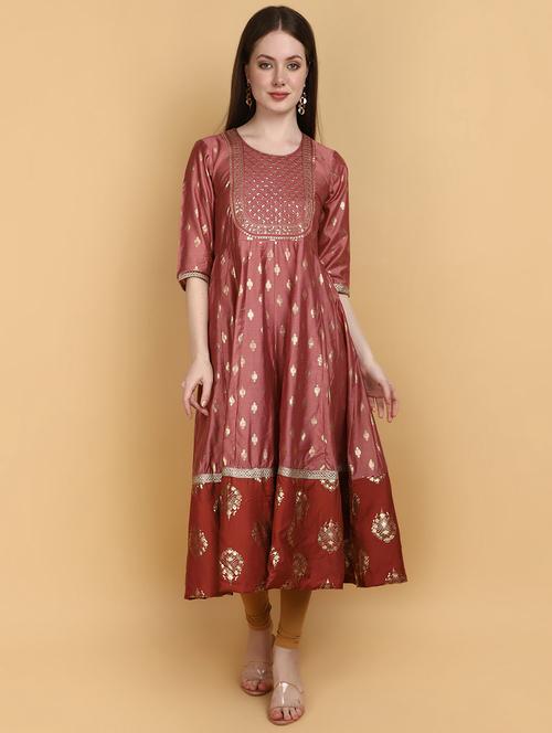 women round neck anarkali kurta - 20948591 - Standard Image - 0