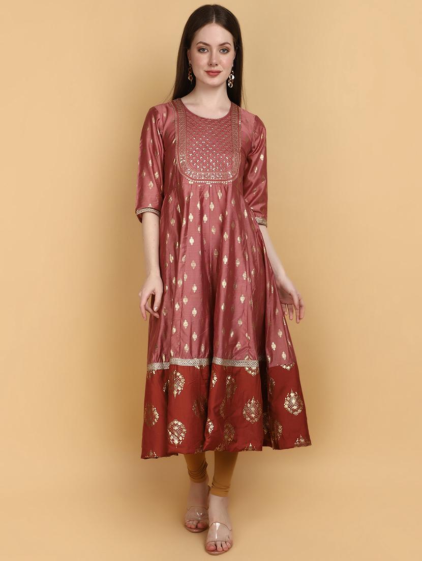 women round neck anarkali kurta - 20948591 - Zoom Image - 0