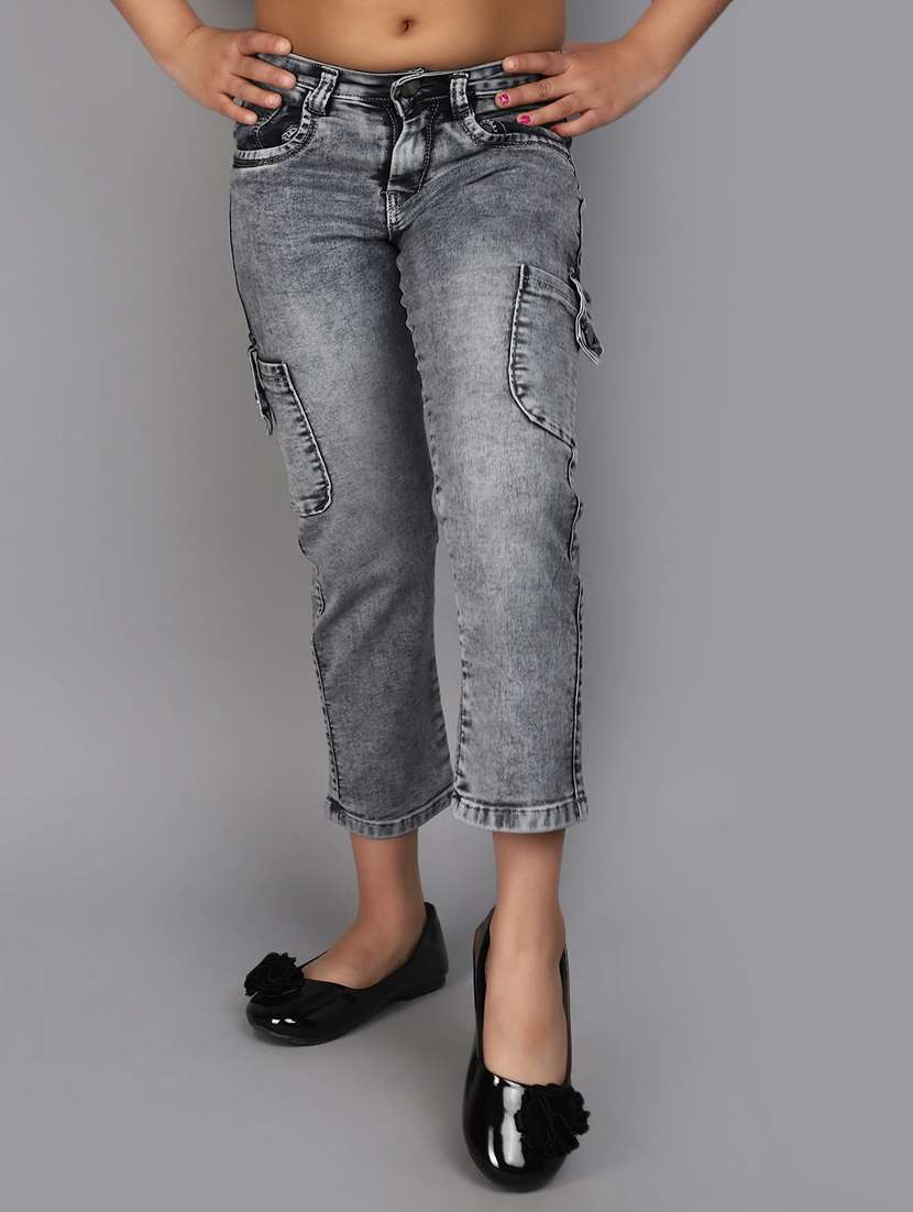 girls grey solid plain jean