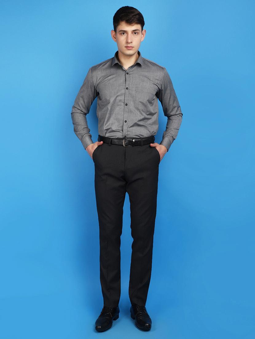 men grey regular fit collared formal shirt - 20948606 - Standard Image - 4