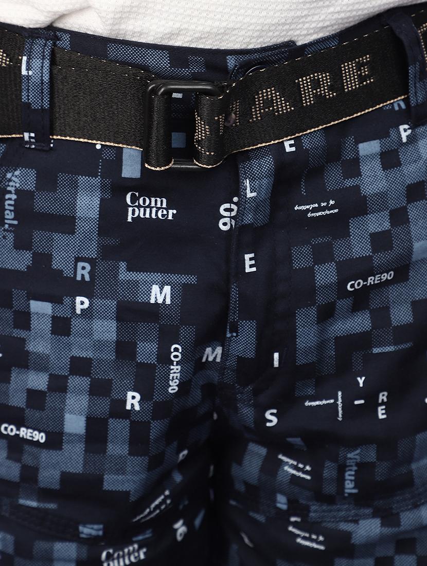boys navy blue printed three fourth shorts - 20948639 - Standard Image - 4