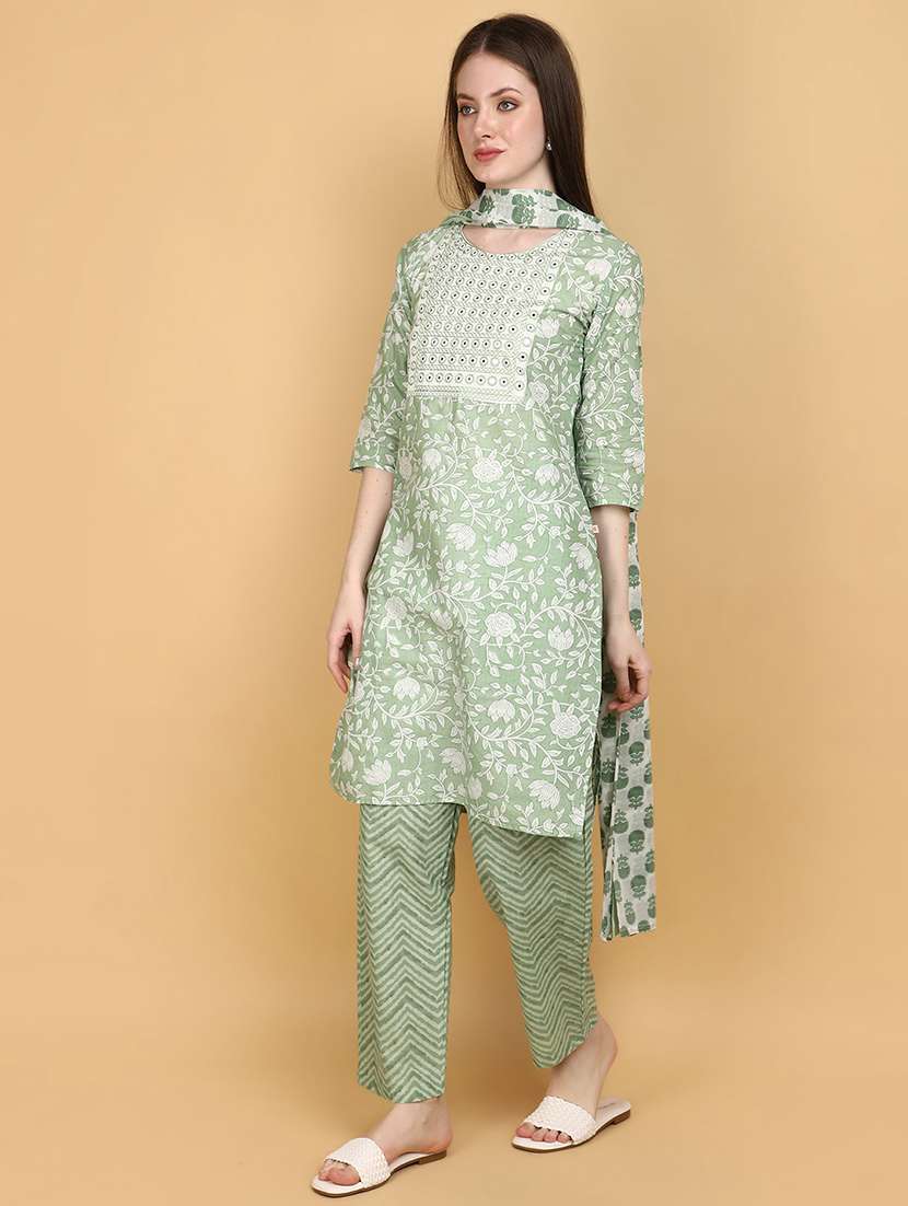 women three quarter sleeve kurta pant with dupatta set - 20948679 -  Standard Image - 1