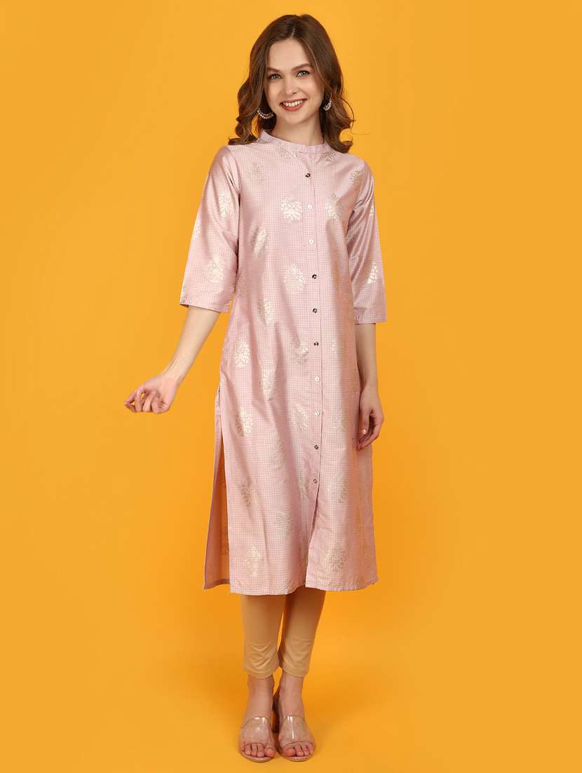 mauve cotton straight kurta