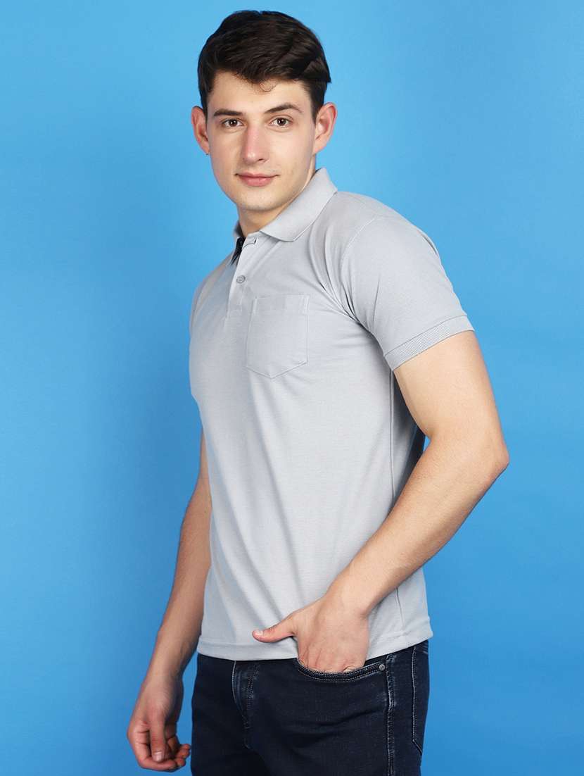 men polo neck solid t-shirt - 20948720 -  Standard Image - 1
