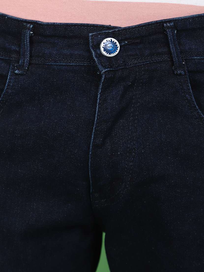men solid navy blue slim fit jeans - 20948727 -  Standard Image - 4