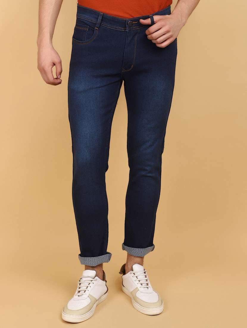men mid rise washed denim jeans