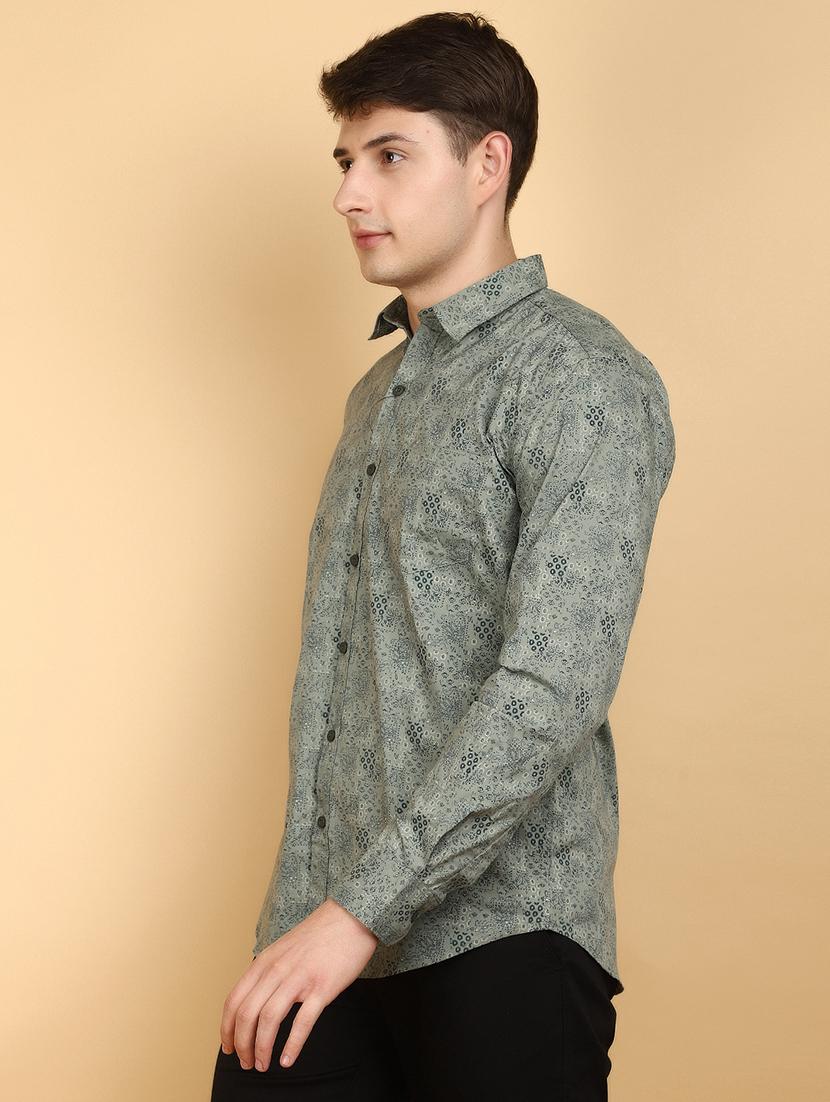 green printed cotton casual shirt - 20948797 - Standard Image - 1