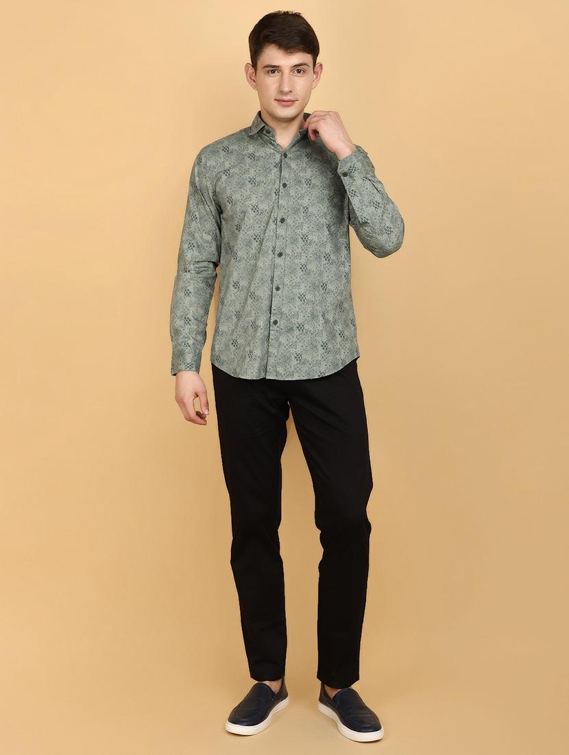 green printed cotton casual shirt - 20948797 - Standard Image - 4